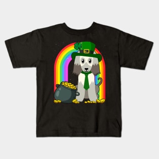 Afghan Hound Rainbow Irish Clover St Patrick Day Dog Gift design Kids T-Shirt
